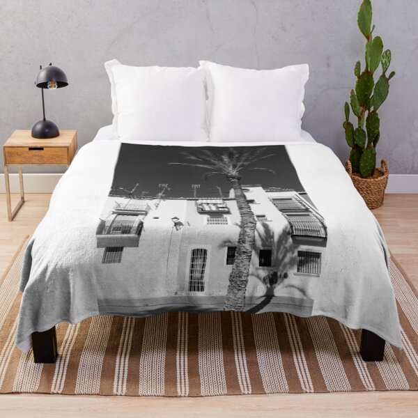 Item preview, Black and image of typical Mediterranean apartments with tall palm  designed and sold by Brian Scantlebury.