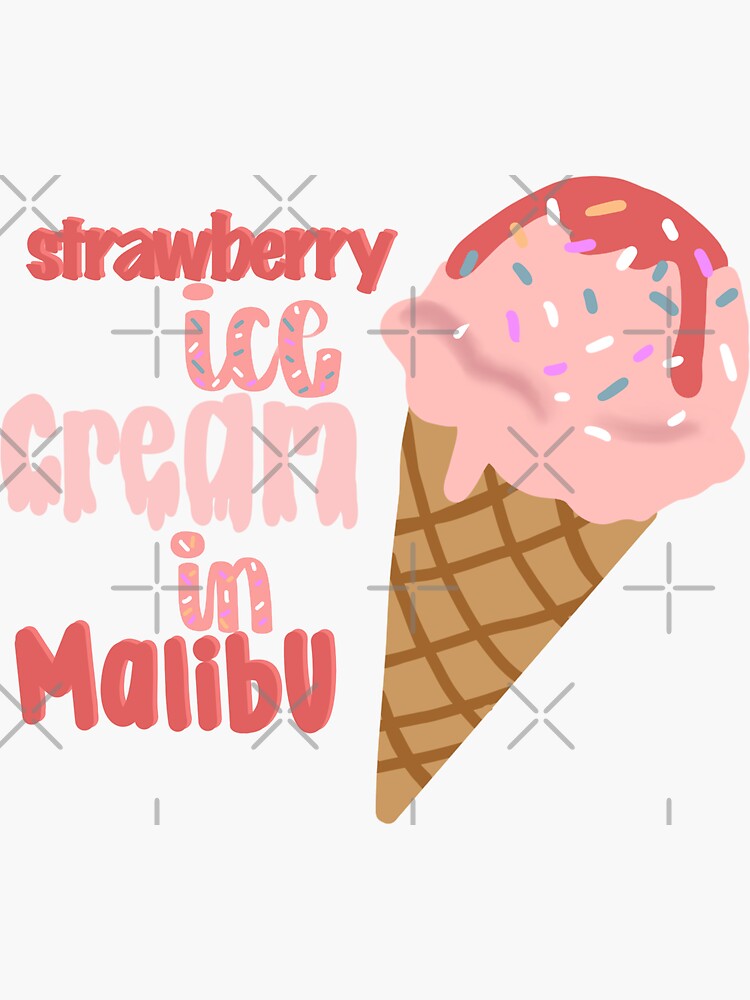 "Strawberry ice cream in Malibu " Sticker for Sale by ArtbyAnkitha Redbubble