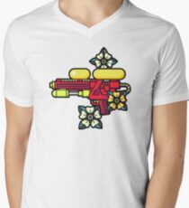 Flowers and watergun Men's V-Neck T-Shirt