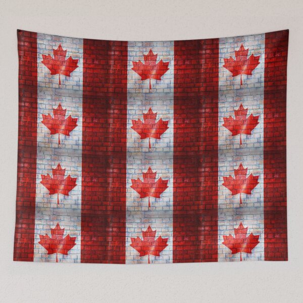 Item preview, Canada flag painted on old brick wall texture background designed and sold by Bruno Beach.