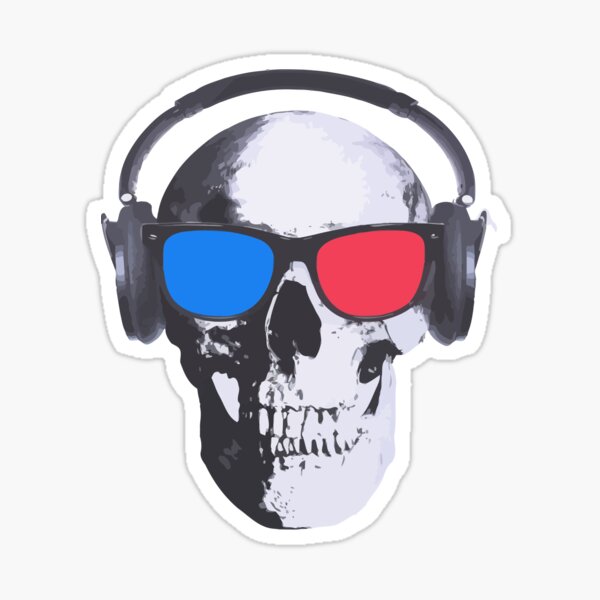 Colorful Skull Music Beat DJ Mix Mixer Bass Club Sound Headphones Cool Sticker 