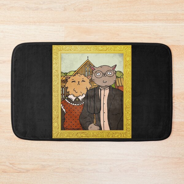 Item preview, The Felines - American Gothic House Eldon Iowa Chicago Pitchfork Cats Father Daughter 1930's Farmer Presents Present Easter designed and sold by guitarkel.
