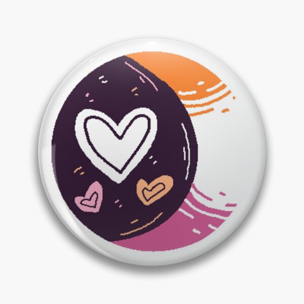 Item preview, LGBT Lesbian Pride Moon & Hearts Button designed and sold by doeblush.