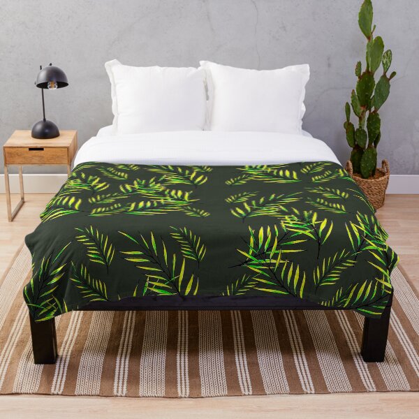 Tropical Leaves Throw Blanket