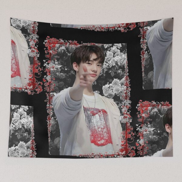 Item preview, Hwang Hyunjin Stray Kids Hyunjin Korean Kpop Floral Design designed and sold by Piosenka Art.