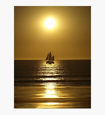 Golden Silhouette of a Pearl Lugger - Cable Beach Photographic Print