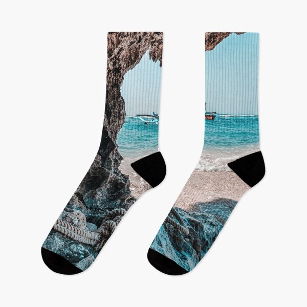 Item preview, Blue Ocean Waves and a Boat tied up with a rope in Bali designed and sold by nimble-nut.
