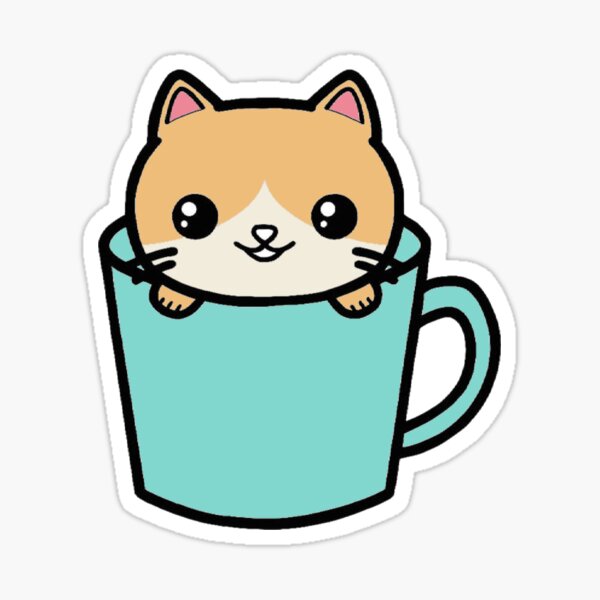 Cute Kawaii Cat Mug Sticker