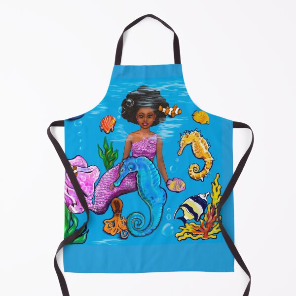 Item preview, Mermaid and fish 2 - Coco the Magical rainbow mermaid with brown eyes, Afro hair in and caramel brown skin designed and sold by Artonmytee.