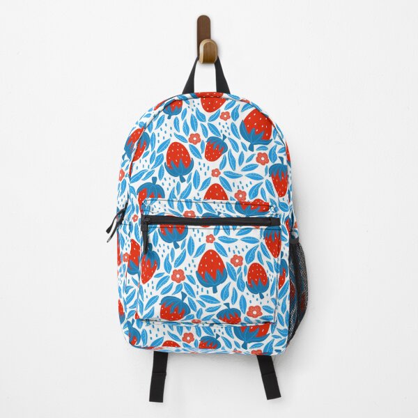 Item preview, strawberry seamless pattern with blue and red colors designed and sold by Lozovytska.