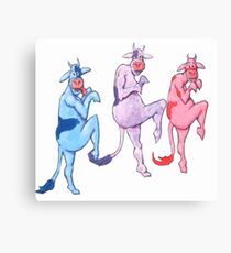 Three Sneaky Cows Canvas Print
