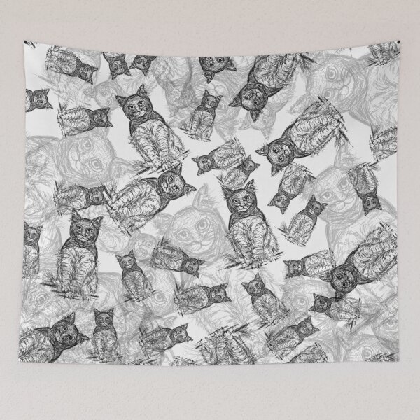 Item preview, BAT CAT Pattern BW designed and sold by NOTSNIW ART.