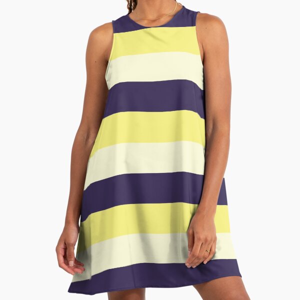3 Large NAVY BLUE, YELLOW and CREAM Horizontal STRIPES" A-Line Dress for  Sale by RachelMacht | Redbubble