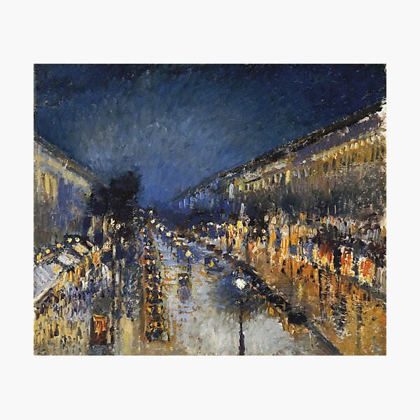 Item preview, The Boulevard Montmartre At Night Painting By Camille Pissarro designed and sold by JDesigningMO.