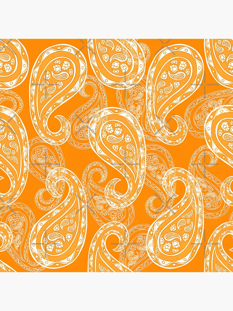 Orange Paisley Background Seamless Pattern