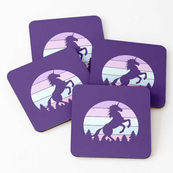 Item preview, Unicorn design with Retro sunset in pinks and purple designed and sold by BRtisticDesigns.