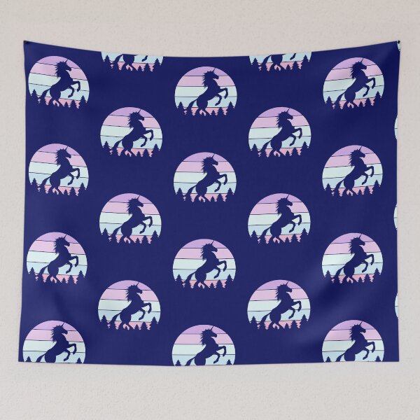 Item preview, Unicorn design with Retro sunset in pinks and purple designed and sold by BRtisticDesigns.