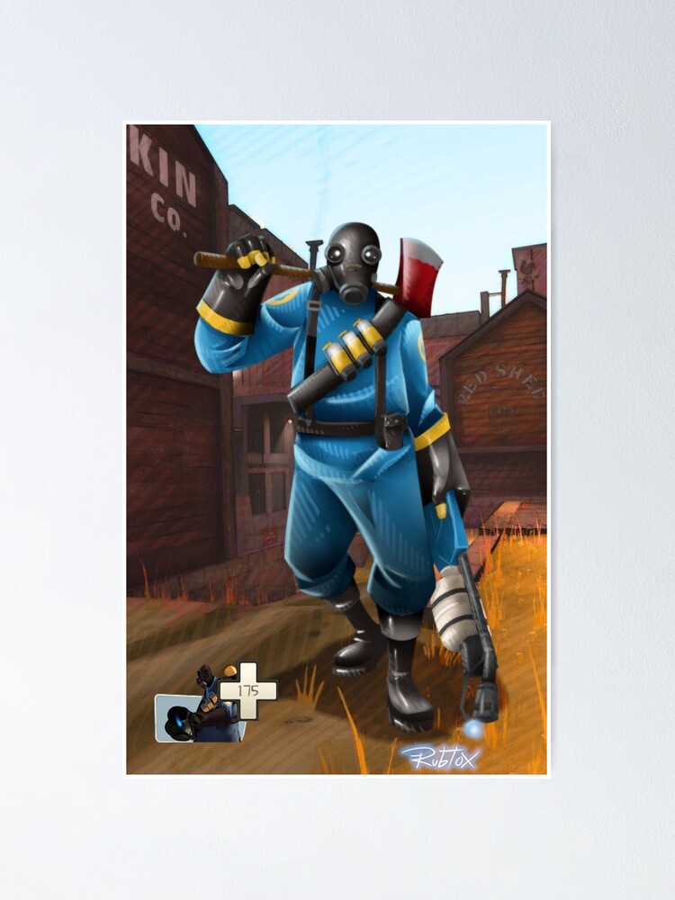 Tf2 Pyro Normal Poster By Rubtox Redbubble - tf2 soldier shirt roblox