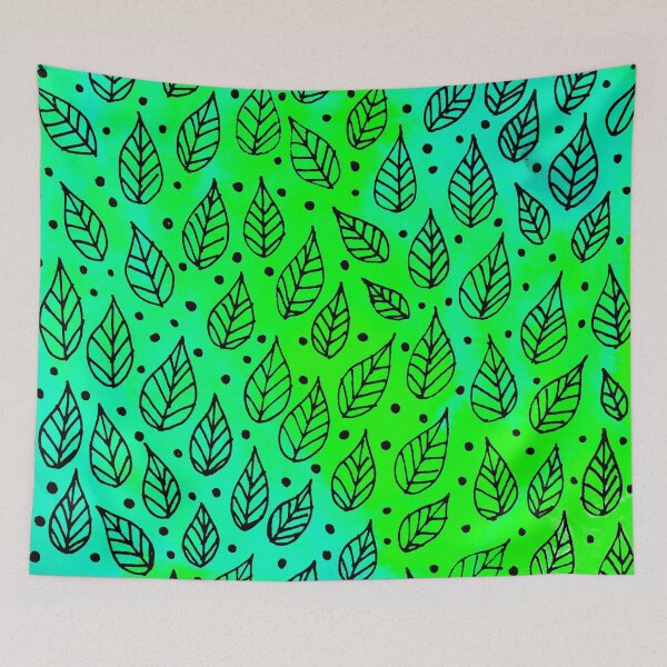 Item preview, Aqua Leaves Pattern designed and sold by MinArt Illustrations.
