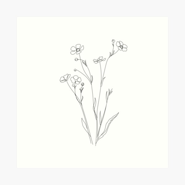 Pencil drawing a flower with leaves isolated Vector Image