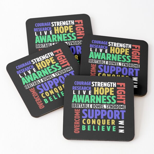 Item preview, IBS Fight Support Conquer Believe Overcome Hope Win Strength Live - Irritable Bowel Syndrome Awareness designed and sold by Alaadin Bendali Braham.