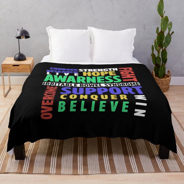 Item preview, IBS Fight Support Conquer Believe Overcome Hope Win Strength Live - Irritable Bowel Syndrome Awareness designed and sold by Alaadin Bendali Braham.