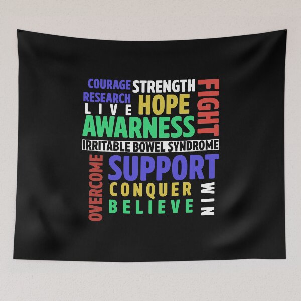Item preview, IBS Fight Support Conquer Believe Overcome Hope Win Strength Live - Irritable Bowel Syndrome Awareness designed and sold by Alaadin Bendali Braham.