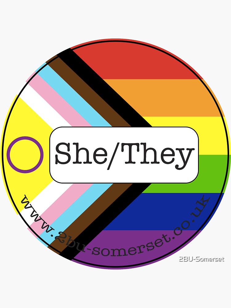 Thumbnail 3 of 3, Sticker, She/They Pronouns designed and sold by 2BU-Somerset.