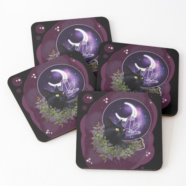 Item preview, Witchy Cat and Crystal Ball designed and sold by MoonMothKreativ.
