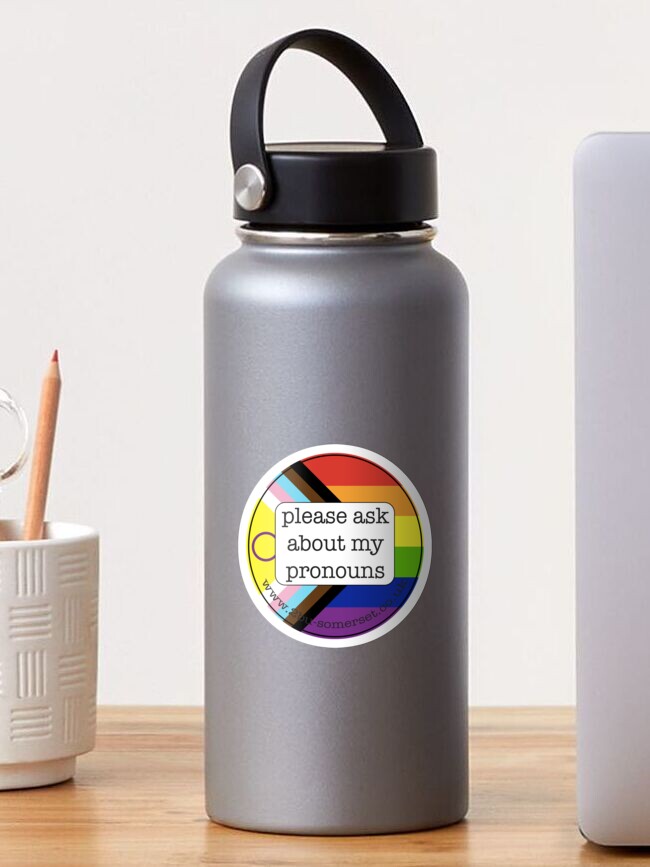 Thumbnail 1 of 3, Sticker, Please Ask About My Pronouns designed and sold by 2BU-Somerset.