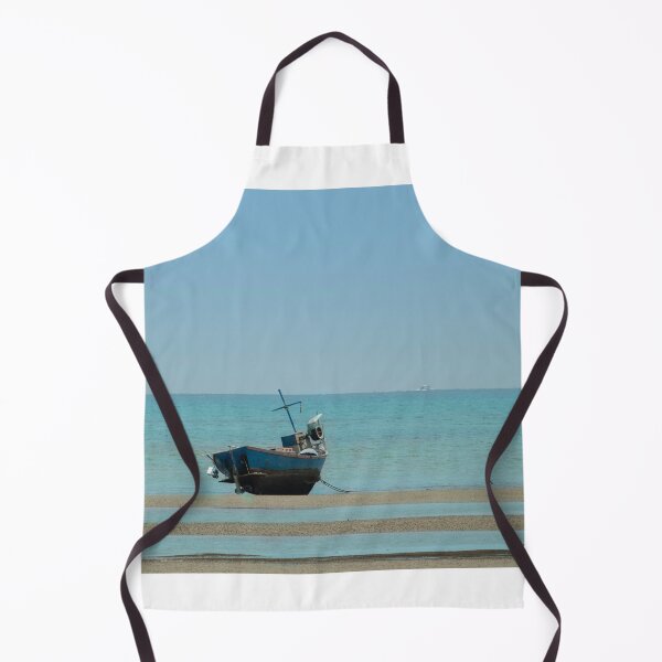 Item preview, fisherman's fishing boat on sand at a fishing village beach There is an island and sea background with the daytime sky. A stranded fishing boat After the sea has receded designed and sold by WP-7824.