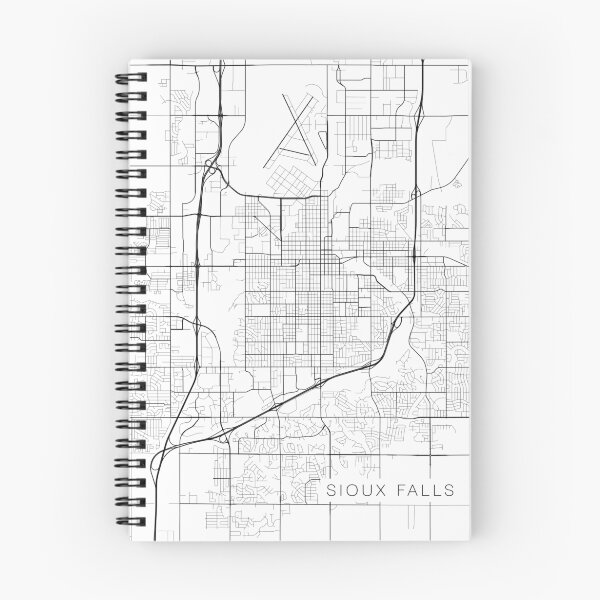 Item preview, Sioux Falls Map, USA - Black and White designed and sold by MainStreetMaps.
