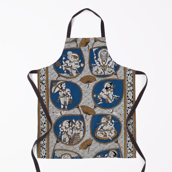 Item preview, "Dashavtar" vishnu, Buddha, indian folk painting, phad painting Blue and gold designed and sold by gopalpjoshi.