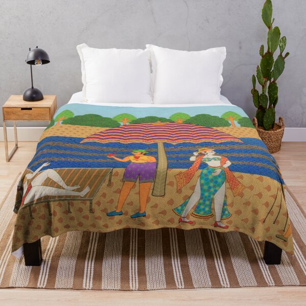 Item preview, Indian folk art phad painting with modern fusion, Summer beach theme designed and sold by gopalpjoshi.