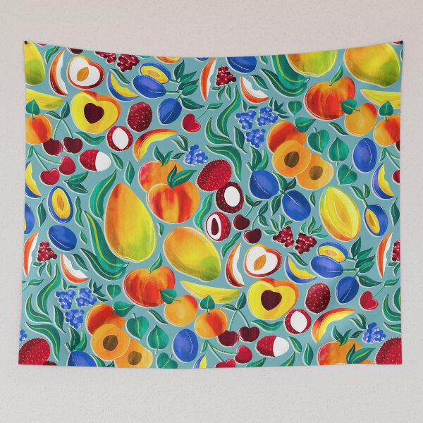 Item preview, Stone Fruit Fiesta - Blue designed and sold by TigaTiga.