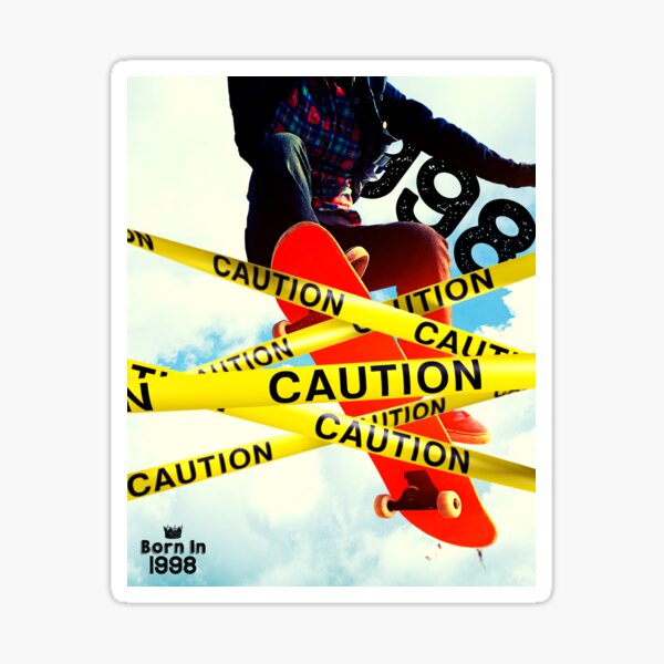 1998 Skater Kid Crossing Police Line Sticker