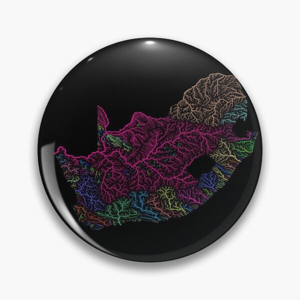 Item preview, South Africa River Basin Map in Rainbow Colours with Black Background designed and sold by GrasshopperGeo.