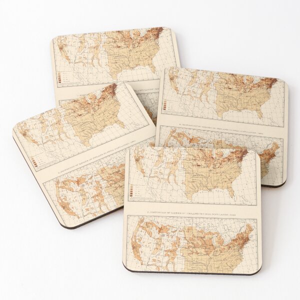 Item preview, Old US Irish Population Map (1900) Vintage United States Ireland Immigrants Atlas designed and sold by BravuraMedia.
