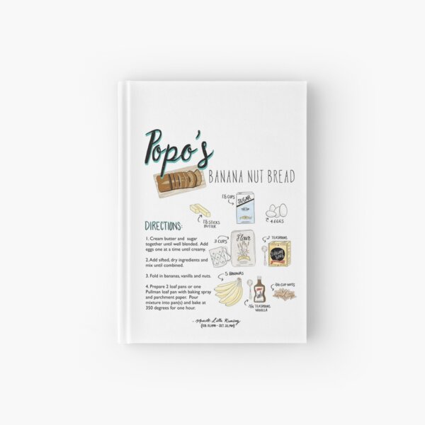 Illustrated Banana Bread Recipe Hardcover Journal