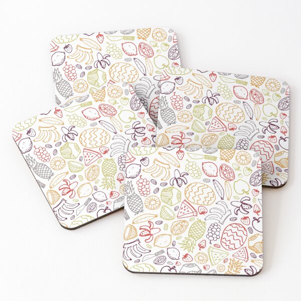 Item preview, Vector white fruits hand drawn doodle repeat pattern designed and sold by jamiesoondesign.