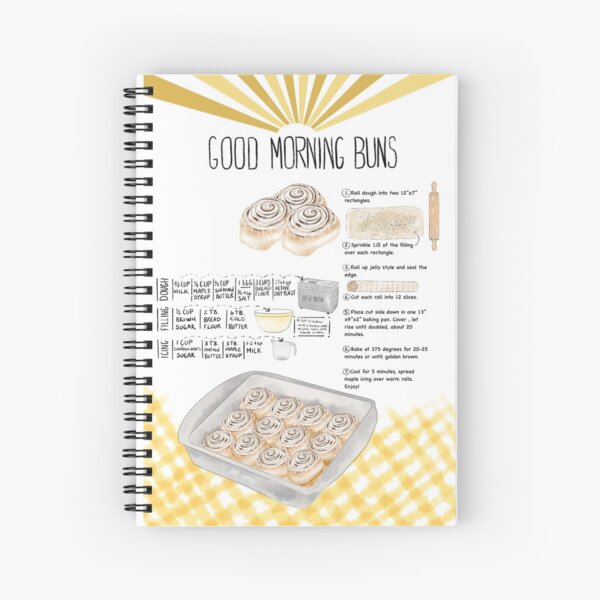 Illustrated Cinnamon Roll Recipe Spiral Notebook