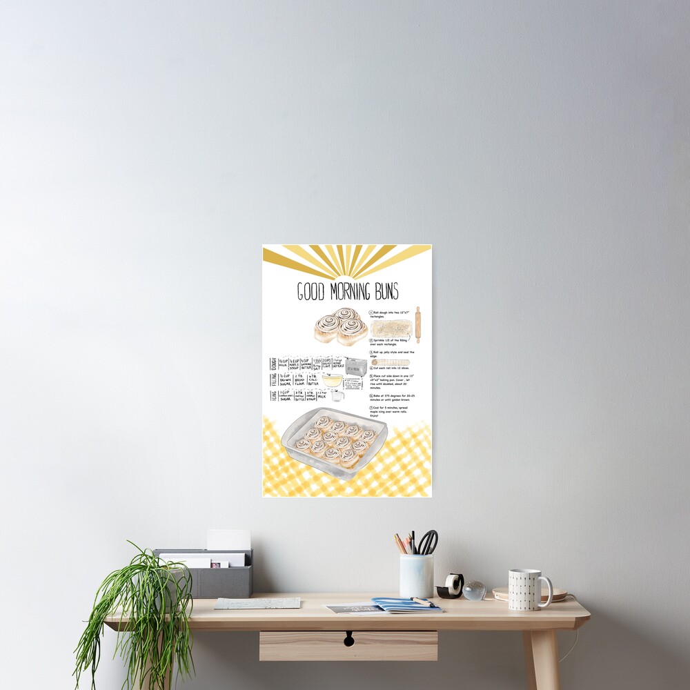 Illustrated Cinnamon Roll Recipe Poster