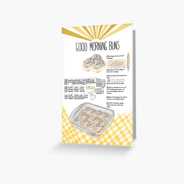 Illustrated Cinnamon Roll Recipe Greeting Card