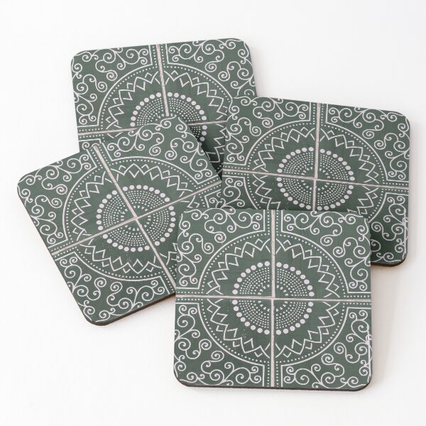 Item preview, Enigmatic Green flower Portuguese tile/mosaic - Azulejo designed and sold by SaltedFreckles.