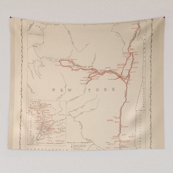 Item preview, Old George Washington New York Campaign Routes Map (1932) Vintage NY Revolutionary War Atlas designed and sold by BravuraMedia.