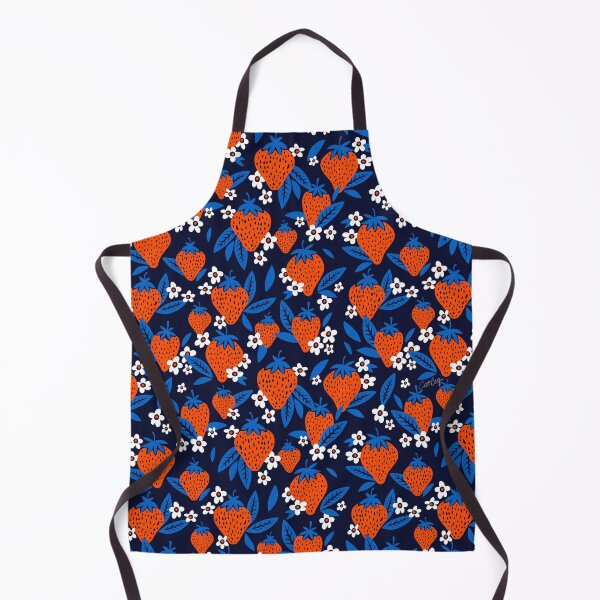 Item preview, Strawberries & Blooms – Navy designed and sold by Cat Coquillette.