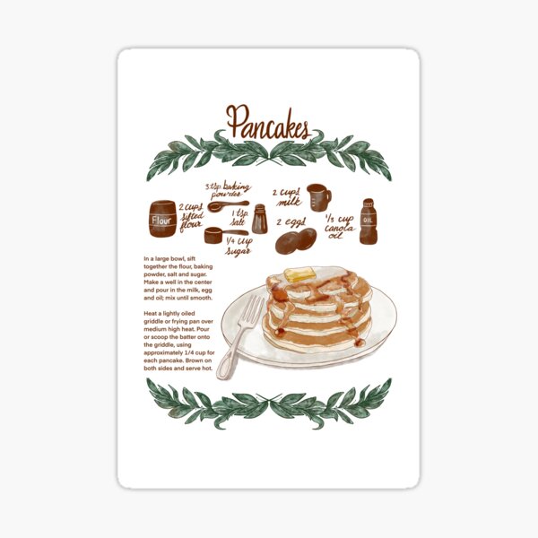 Illustrated Pancake Recipe Sticker