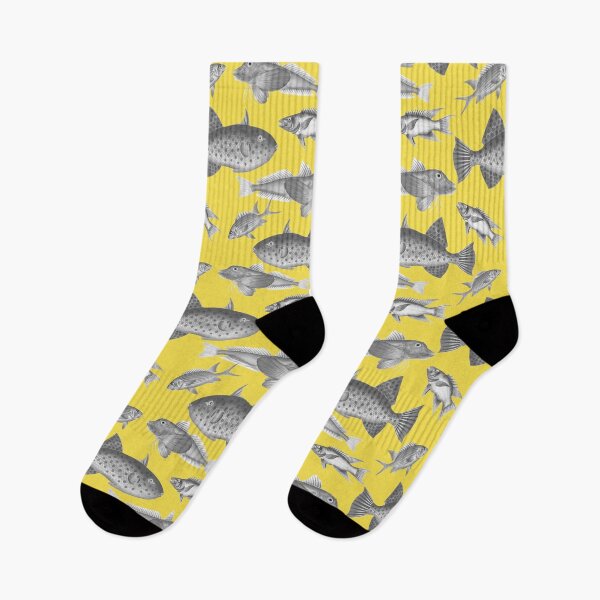 Item preview, Fish - Vintage style fantastic fish pattern on illuminating yellow designed and sold by yennyz.