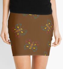 Butterflies on brown Mini Skirt