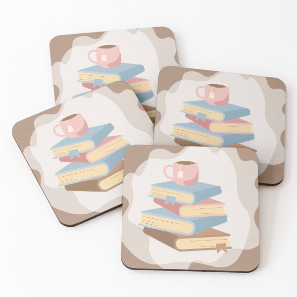 Item preview, Cozy cup of tea and stack of books designed and sold by CutieBlue.